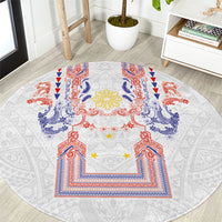 Philippines Barong Style Round Carpet Polynesian Kakau Art Tattoos with Tribal Filipino Sun LT03 White - Polynesian Pride