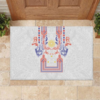 Philippines Barong Style Rubber Doormat Polynesian Kakau Art Tattoos with Tribal Filipino Sun LT03 White - Polynesian Pride