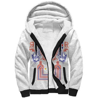Philippines Barong Style Sherpa Hoodie Polynesian Kakau Art Tattoos with Tribal Filipino Sun LT03 Unisex White - Polynesian Pride