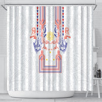 Philippines Barong Style Shower Curtain Polynesian Kakau Art Tattoos with Tribal Filipino Sun LT03 - Polynesian Pride