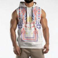 Philippines Barong Style Sleeveless Hoodie Polynesian Kakau Art Tattoos with Tribal Filipino Sun LT03 - Polynesian Pride