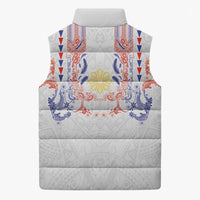 Philippines Barong Style Sleeveless Puffer Jacket Polynesian Kakau Art Tattoos with Tribal Filipino Sun LT03 - Polynesian Pride