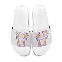 Philippines Barong Style Slide Sandals Polynesian Kakau Art Tattoos with Tribal Filipino Sun LT03 White - Polynesian Pride