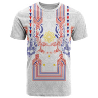 Philippines Barong Style T Shirt Polynesian Kakau Art Tattoos with Tribal Filipino Sun LT03 White - Polynesian Pride