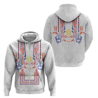 Philippines Barong Style Zip Hoodie Polynesian Kakau Art Tattoos with Tribal Filipino Sun LT03 - Polynesian Pride