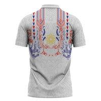 Philippines Barong Style Zipper Polo Shirt Polynesian Kakau Art Tattoos with Tribal Filipino Sun LT03 - Polynesian Pride