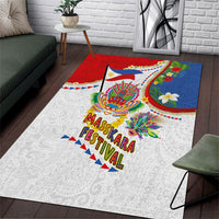 Philippines MassKara Festival Area Rug Smile Masks with Hawaiian Art Pattern and Tropical Plants LT03 Multicolor - Polynesian Pride