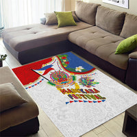 Philippines MassKara Festival Area Rug Smile Masks with Hawaiian Art Pattern and Tropical Plants LT03 - Polynesian Pride