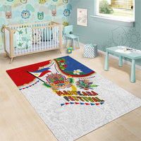Philippines MassKara Festival Area Rug Smile Masks with Hawaiian Art Pattern and Tropical Plants LT03 - Polynesian Pride
