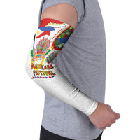 Philippines MassKara Festival Arm Sleeves Smile Masks with Hawaiian Art Pattern and Tropical Plants LT03 - Polynesian Pride