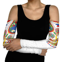 Philippines MassKara Festival Arm Sleeves Smile Masks with Hawaiian Art Pattern and Tropical Plants LT03 - Polynesian Pride