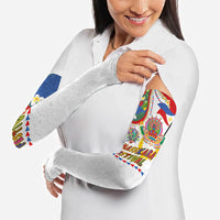 Philippines MassKara Festival Arm Sleeves Smile Masks with Hawaiian Art Pattern and Tropical Plants LT03 - Polynesian Pride