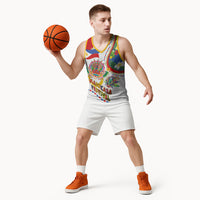 Philippines MassKara Festival Basketball Jersey Smile Masks with Hawaiian Art Pattern and Tropical Plants LT03 - Polynesian Pride