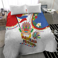 Philippines MassKara Festival Bedding Set Smile Masks with Hawaiian Art Pattern and Tropical Plants LT03 - Polynesian Pride