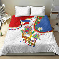 Philippines MassKara Festival Bedding Set Smile Masks with Hawaiian Art Pattern and Tropical Plants LT03 - Polynesian Pride