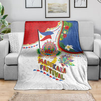 Philippines MassKara Festival Blanket Smile Masks with Hawaiian Art Pattern and Tropical Plants LT03 - Polynesian Pride