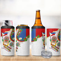 Philippines MassKara Festival 4 in 1 Can Cooler Tumbler Smile Masks with Hawaiian Art Pattern and Tropical Plants LT03 - Polynesian Pride