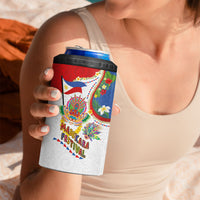 Philippines MassKara Festival 4 in 1 Can Cooler Tumbler Smile Masks with Hawaiian Art Pattern and Tropical Plants LT03 - Polynesian Pride