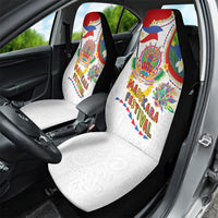 Philippines MassKara Festival Car Seat Cover Smile Masks with Hawaiian Art Pattern and Tropical Plants LT03 - Polynesian Pride