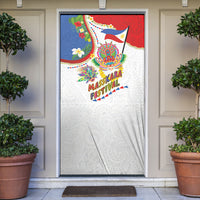 Philippines MassKara Festival Door Cover Smile Masks with Hawaiian Art Pattern and Tropical Plants LT03 Multicolor - Polynesian Pride
