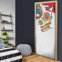 Philippines MassKara Festival Door Cover Smile Masks with Hawaiian Art Pattern and Tropical Plants LT03 - Polynesian Pride