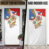 Philippines MassKara Festival Door Cover Smile Masks with Hawaiian Art Pattern and Tropical Plants LT03 - Polynesian Pride