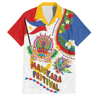Philippines MassKara Festival Family Matching Long Sleeve Bodycon Dress and Hawaiian Shirt Smile Masks with Hawaiian Art Pattern and Tropical Plants LT03 Dad's Shirt - Short Sleeve Multicolor - Polynesian Pride