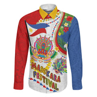 Philippines MassKara Festival Family Matching Long Sleeve Bodycon Dress and Hawaiian Shirt Smile Masks with Hawaiian Art Pattern and Tropical Plants LT03 Daughter's Dress Multicolor - Polynesian Pride