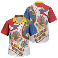 Philippines MassKara Festival Family Matching Long Sleeve Bodycon Dress and Hawaiian Shirt Smile Masks with Hawaiian Art Pattern and Tropical Plants LT03 Son's Shirt Multicolor - Polynesian Pride