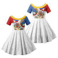 Philippines MassKara Festival Family Matching Mermaid Dress and Hawaiian Shirt Smile Masks with Hawaiian Art Pattern and Tropical Plants LT03 Daughter's Dress Multicolor - Polynesian Pride