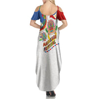 Philippines MassKara Festival Family Matching Summer Maxi Dress and Hawaiian Shirt Smile Masks with Hawaiian Art Pattern and Tropical Plants LT03 - Polynesian Pride