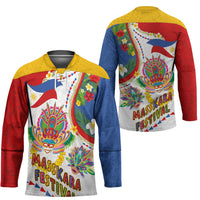 Philippines MassKara Festival Hockey Jersey Smile Masks with Hawaiian Art Pattern and Tropical Plants LT03 - Polynesian Pride