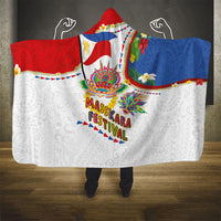 Philippines MassKara Festival Hooded Blanket Smile Masks with Hawaiian Art Pattern and Tropical Plants LT03 - Polynesian Pride