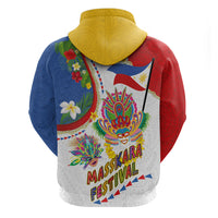 Philippines MassKara Festival Hoodie Smile Masks with Hawaiian Art Pattern and Tropical Plants LT03 - Polynesian Pride