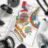 Philippines MassKara Festival Men Tank Top Smile Masks with Hawaiian Art Pattern and Tropical Plants LT03 - Polynesian Pride