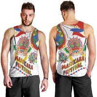 Philippines MassKara Festival Men Tank Top Smile Masks with Hawaiian Art Pattern and Tropical Plants LT03 - Polynesian Pride