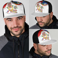 Philippines MassKara Festival Mesh Trucker Cap Smile Masks with Hawaiian Art Pattern and Tropical Plants LT03 - Polynesian Pride