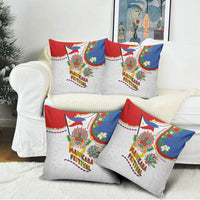 Philippines MassKara Festival Pillow Cover Smile Masks with Hawaiian Art Pattern and Tropical Plants LT03 - Polynesian Pride