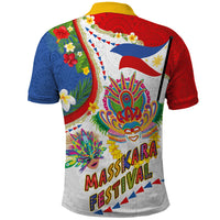 Philippines MassKara Festival Polo Shirt Smile Masks with Hawaiian Art Pattern and Tropical Plants LT03 - Polynesian Pride