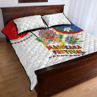 Philippines MassKara Festival Quilt Bed Set Smile Masks with Hawaiian Art Pattern and Tropical Plants LT03 - Polynesian Pride