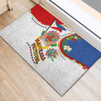 Philippines MassKara Festival Rubber Doormat Smile Masks with Hawaiian Art Pattern and Tropical Plants LT03 - Polynesian Pride