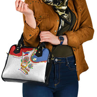 Philippines MassKara Festival Shoulder Handbag Smile Masks with Hawaiian Art Pattern and Tropical Plants LT03 - Polynesian Pride