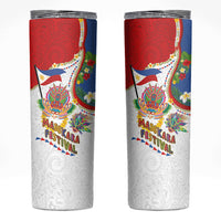 Philippines MassKara Festival Skinny Tumbler Smile Masks with Hawaiian Art Pattern and Tropical Plants LT03 Multicolor - Polynesian Pride