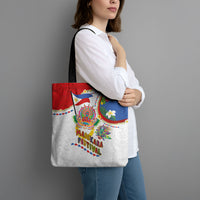 Philippines MassKara Festival Tote Bag Smile Masks with Hawaiian Art Pattern and Tropical Plants LT03 - Polynesian Pride