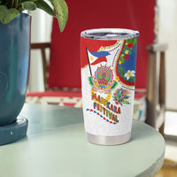 Philippines MassKara Festival Tumbler Cup Smile Masks with Hawaiian Art Pattern and Tropical Plants LT03 - Polynesian Pride