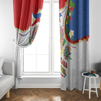 Philippines MassKara Festival Window Curtain Smile Masks with Hawaiian Art Pattern and Tropical Plants LT03 - Polynesian Pride