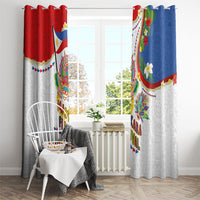Philippines MassKara Festival Window Curtain Smile Masks with Hawaiian Art Pattern and Tropical Plants LT03 - Polynesian Pride