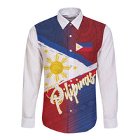 Philippines Basketball Custom Long Sleeve Button Shirt Pilipinas Tribal Pattern LT03 Unisex Multicolor - Polynesian Pride
