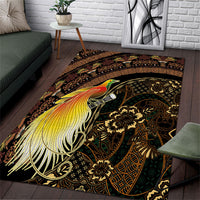 Papua New Guinea and Indonesia Batik Area Rug Bird of Paradise with Tribal Batik Patterns LT03 Multicolor - Polynesian Pride