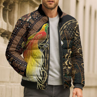 Papua New Guinea and Indonesia Batik Bomber Puffer Jacket Bird of Paradise with Tribal Batik Patterns LT03 - Polynesian Pride